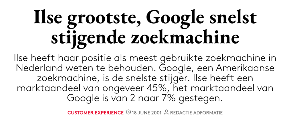 Adformatie Ilse vs Google